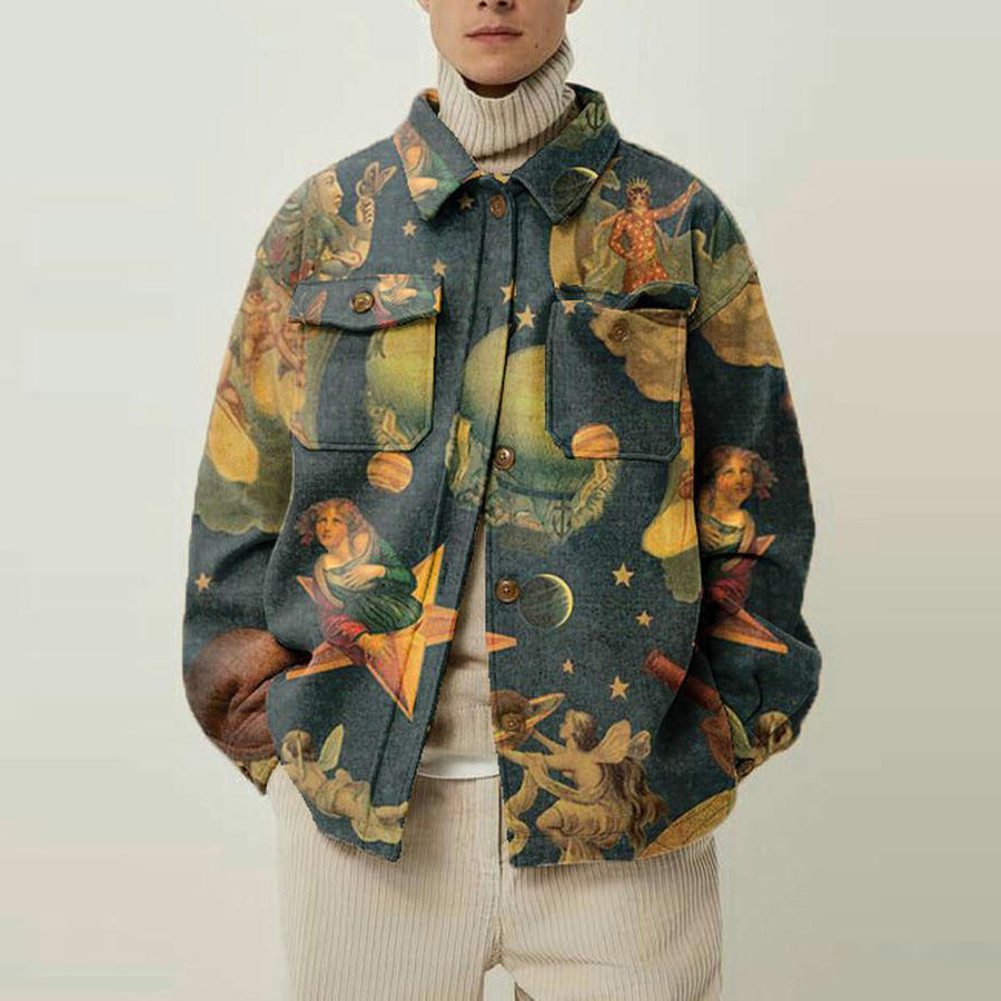 Explosive Autumn Printed Lapel Men's Jacket Top