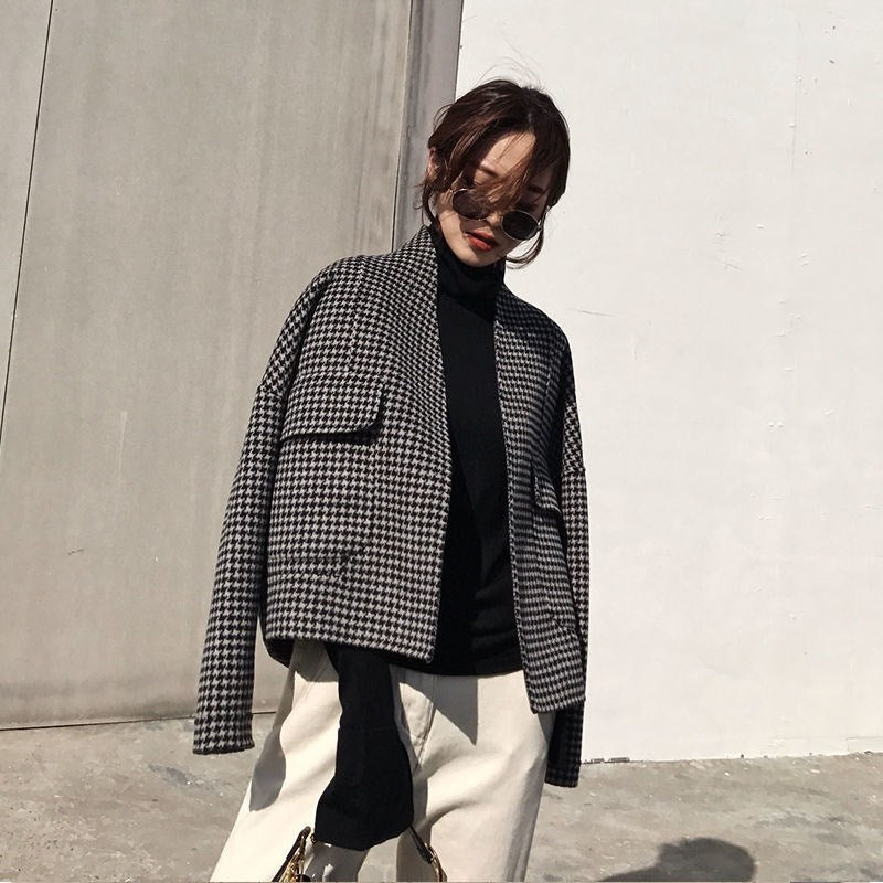 Little Houndstooth Suit Woolen Jacket