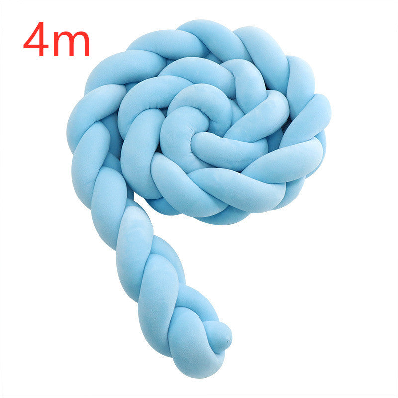 Heightening Baby Braided Crib Bumpers Knot Long Pillow Cushion Bedding Room Dector