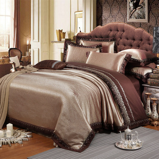 Four-piece satin jacquard set