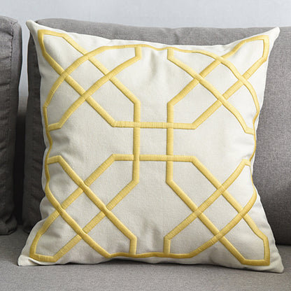 Cotton and linen geometric embroidered sofa pillowcase