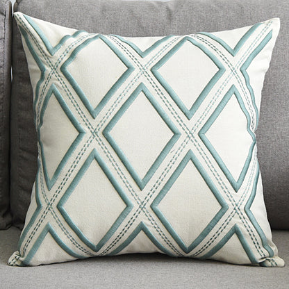 Cotton and linen geometric embroidered sofa pillowcase