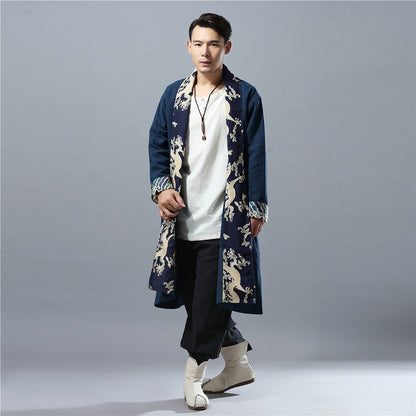 Chinese Style Cotton And Linen Printed Robe