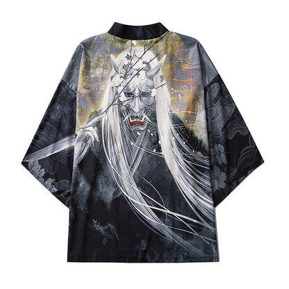 Portrait Printed Road Robe Three-quarter Sleeve Thin Shirt Jacket