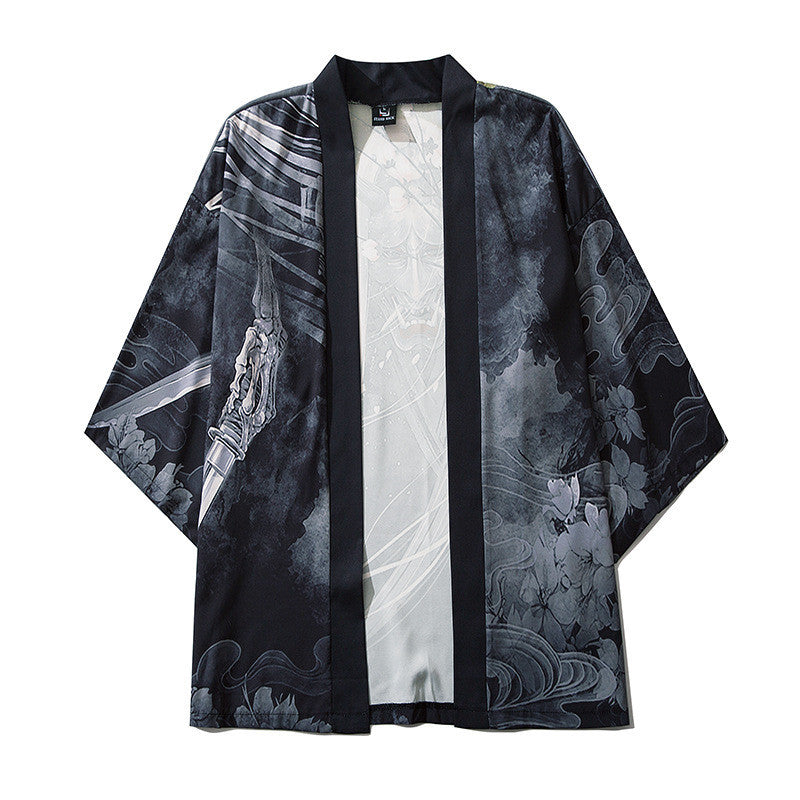 Portrait Printed Road Robe Three-quarter Sleeve Thin Shirt Jacket