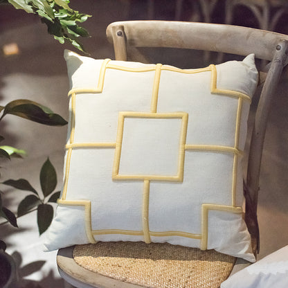 Cotton and linen geometric embroidered sofa pillowcase