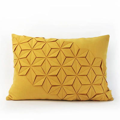 Lighting Up the Decorative Cushion of Modern Neoclassical Pure Hand-made Folding and Sewing Yellow Pillow Model House