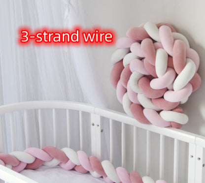 Heightening Baby Braided Crib Bumpers Knot Long Pillow Cushion Bedding Room Dector