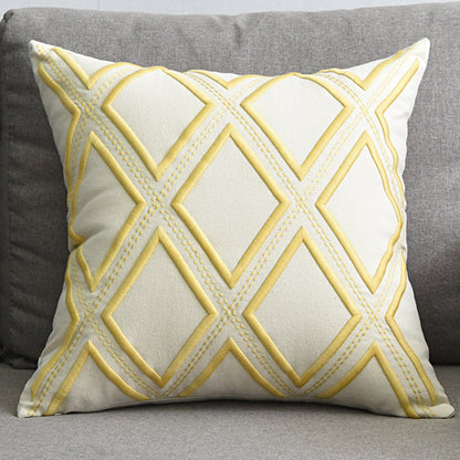 Cotton and linen geometric embroidered sofa pillowcase