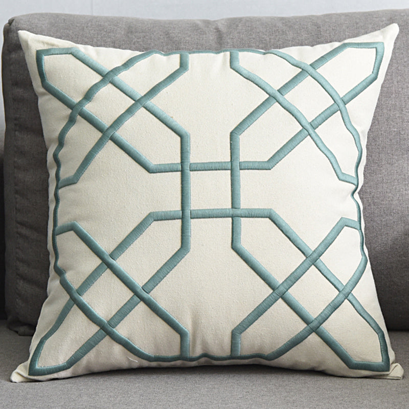 Cotton and linen geometric embroidered sofa pillowcase