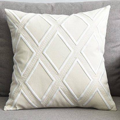 Cotton and linen geometric embroidered sofa pillowcase