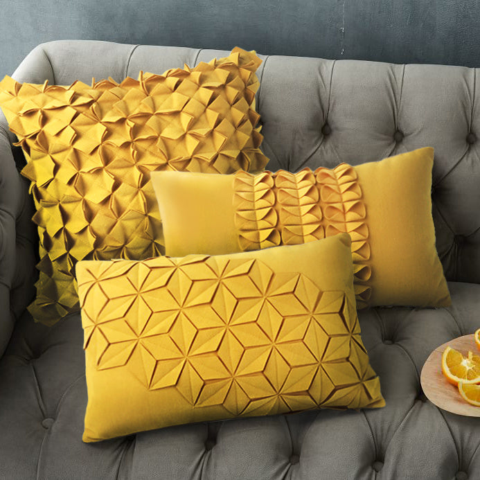 Lighting Up the Decorative Cushion of Modern Neoclassical Pure Hand-made Folding and Sewing Yellow Pillow Model House