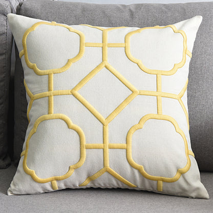 Cotton and linen geometric embroidered sofa pillowcase