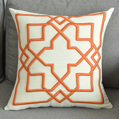 Cotton and linen geometric embroidered sofa pillowcase