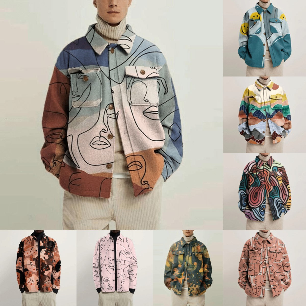 Explosive Autumn Printed Lapel Men's Jacket Top