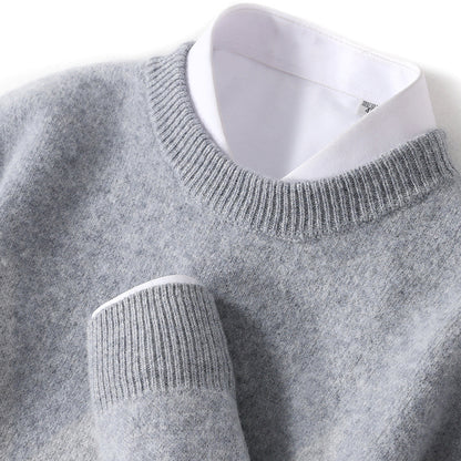 Men's Round Neck Thickened Pullover Wool Sweater