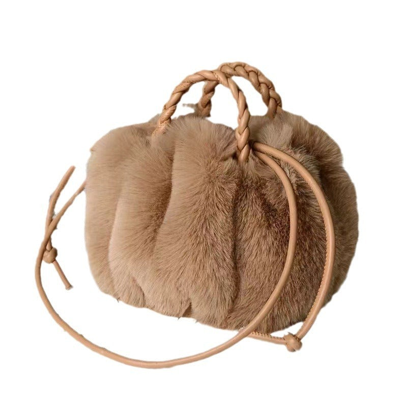 Plush Versatile Handbag Women's Pleated Cloud Bag