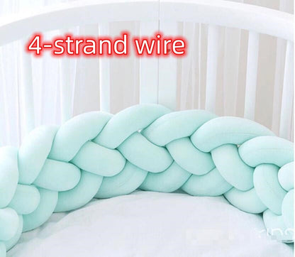 Heightening Baby Braided Crib Bumpers Knot Long Pillow Cushion Bedding Room Dector