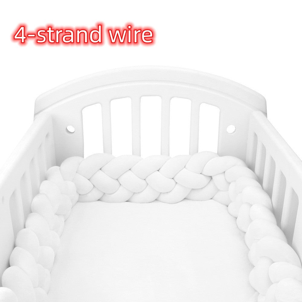 Heightening Baby Braided Crib Bumpers Knot Long Pillow Cushion Bedding Room Dector