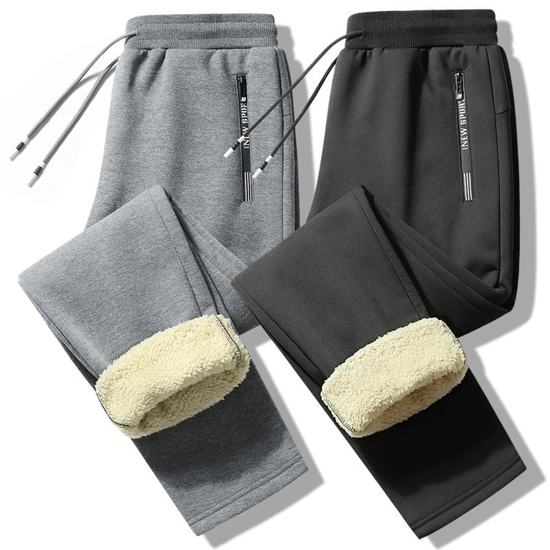 Lamb Fleece Trousers Men's And Women's Loose Plus Fleece Warm Sweatpants