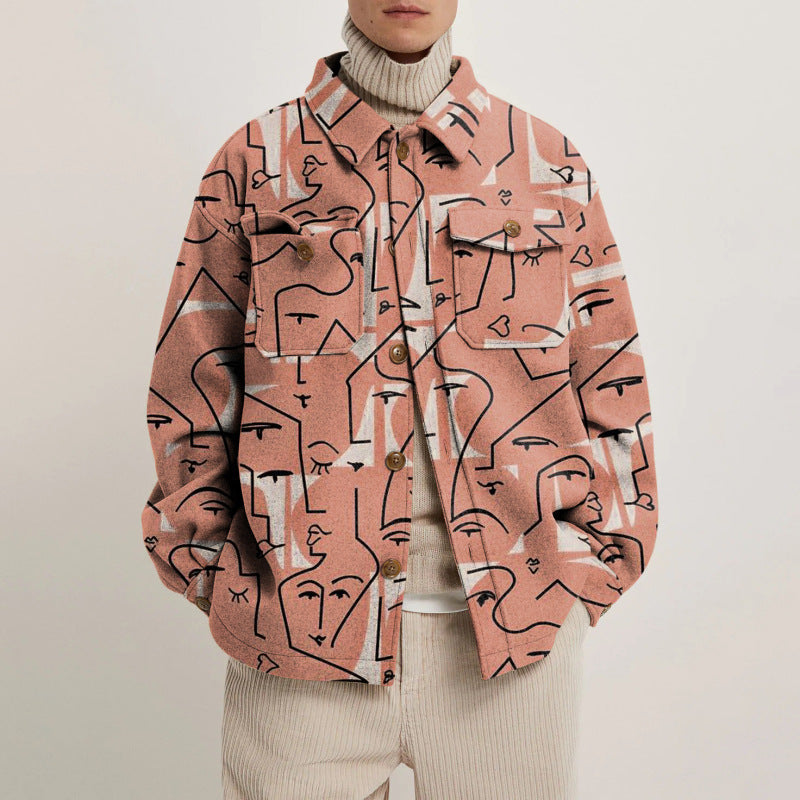 Explosive Autumn Printed Lapel Men's Jacket Top