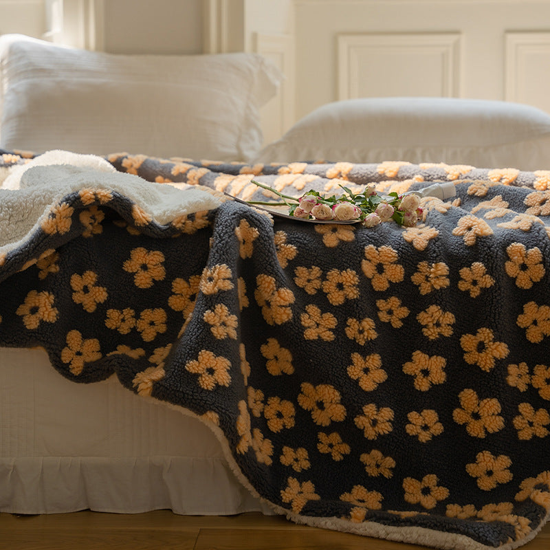 Autumn And Winter Vintage Flower Art Jacquard Cashmere Warm Blanket