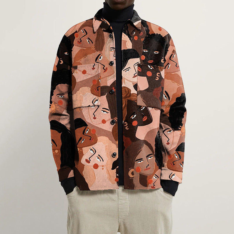 Explosive Autumn Printed Lapel Men's Jacket Top