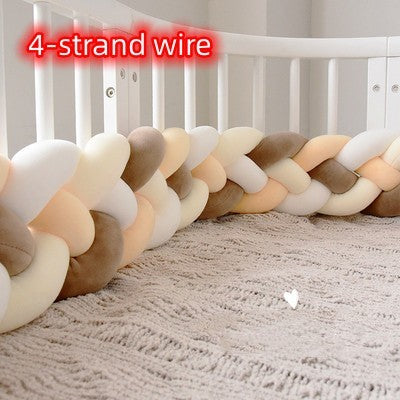 Heightening Baby Braided Crib Bumpers Knot Long Pillow Cushion Bedding Room Dector