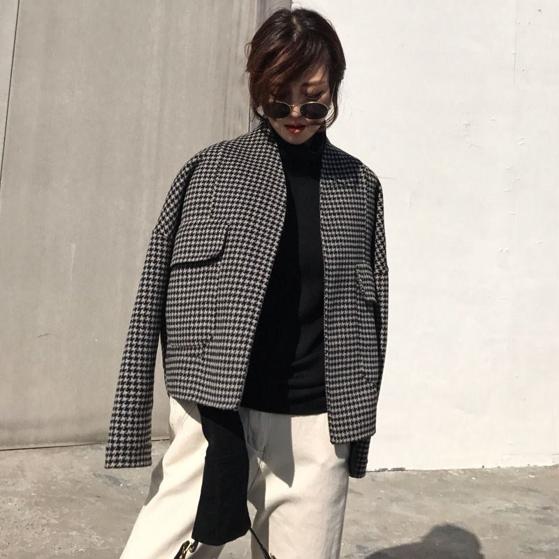 Little Houndstooth Suit Woolen Jacket